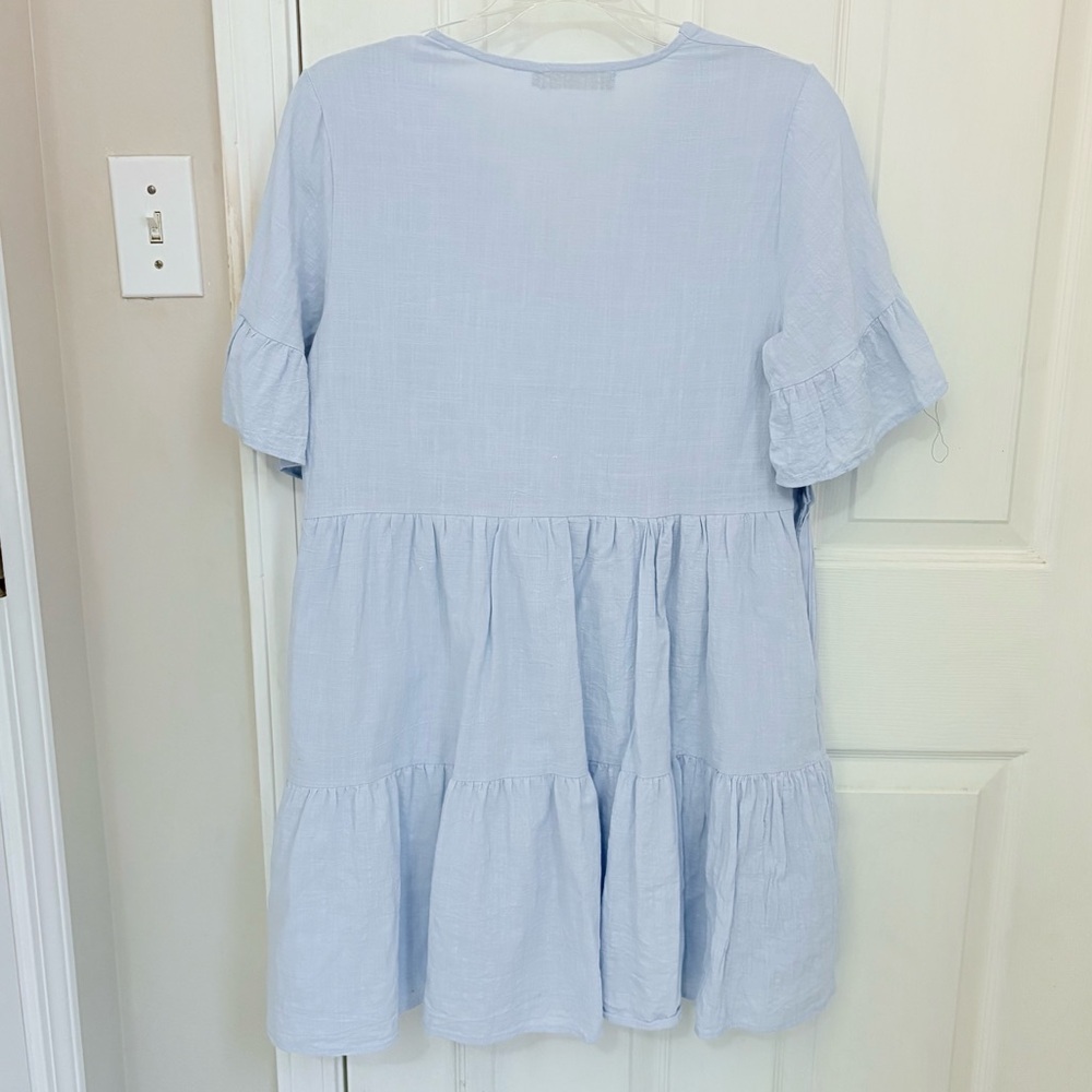FANCYINN Short Sleeve Tiered Dress in Light Blue - Picture 11 of 11